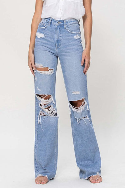 vintage high rise flared jean // light wash