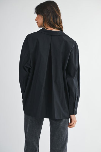 Mable oversized poplin button up / black