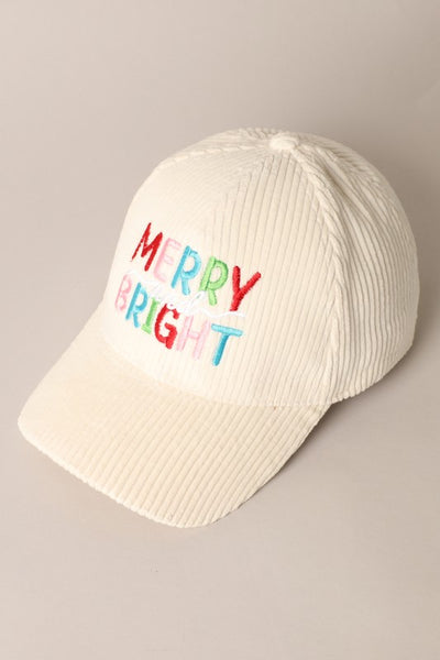 merry & bright corduroy baseball cap / ivory