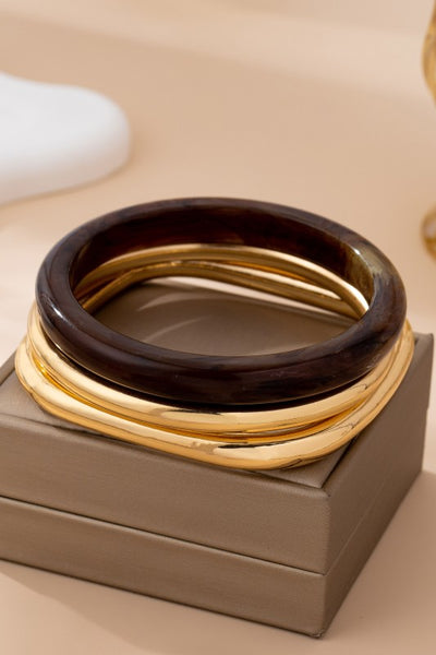 tortoise & gold trio bangle set