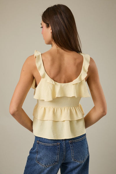 Bree tiered ruffle top / butter yellow