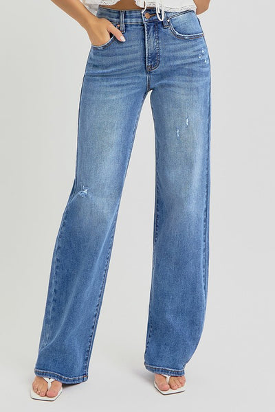 wide leg jean with tummy control