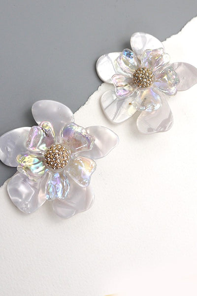 acrylic floral earring / white