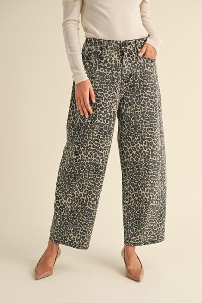 leopard barrel jean