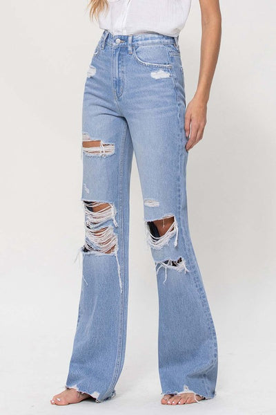 vintage high rise flared jean // light wash