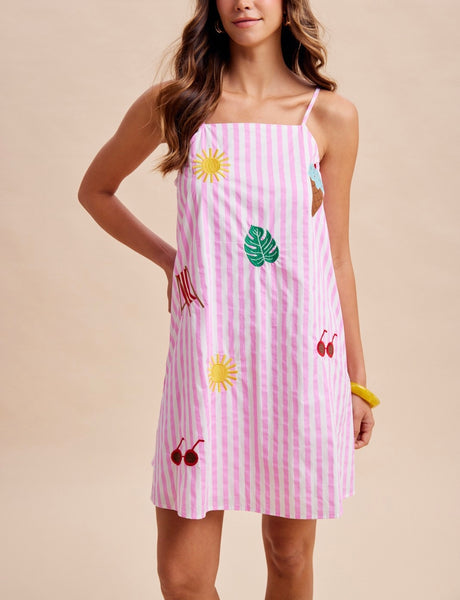 Summer Time stripe dress / Hot Pink