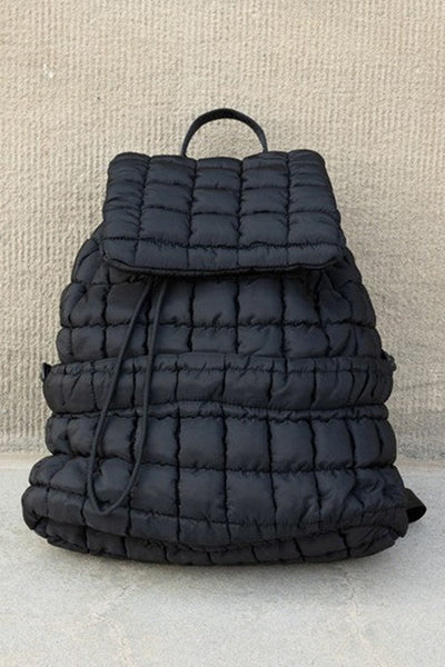 quilted puffer backpack / black