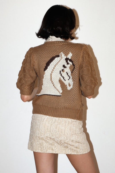 BAILEY ROSE horse cardigan / tan