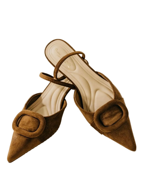 Suede Slingback Kitten Heel / Tobacco