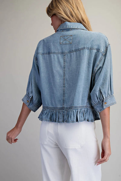 Ella ruffle denim top