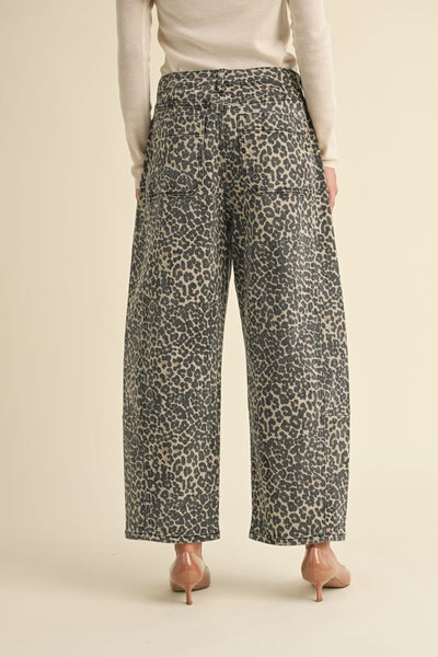 leopard barrel jean