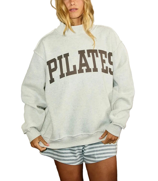 Pilates & Yoga reversible mock neck sweatshirt / heather grey & brown (PREORDER ARRIVES SOON!)