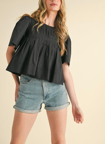 Addi pleated swing top / black
