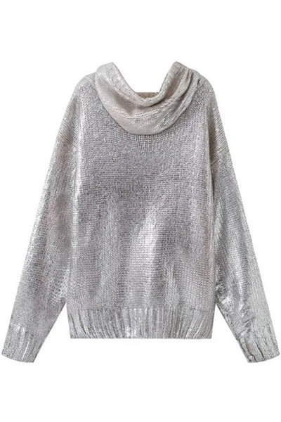 metallic hoodie // silver