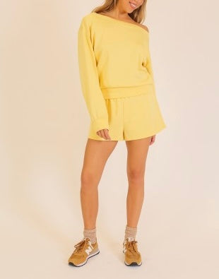 Piper off shoulder short set / butter yellow