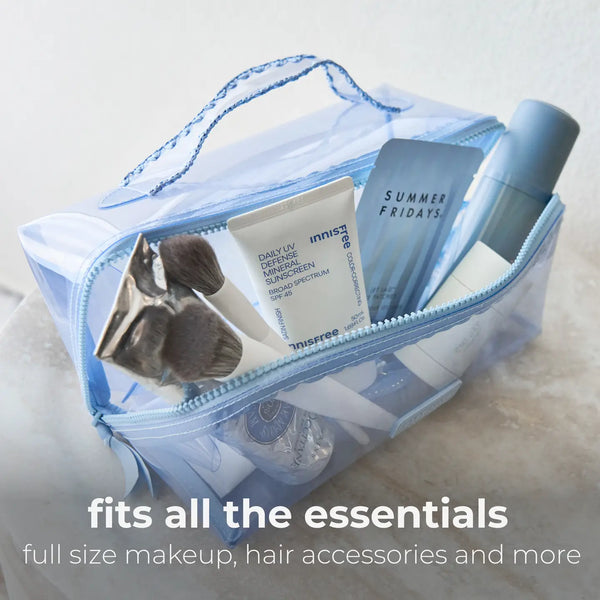 Case-Mate Jelly Cosmetic Bag / Carolina Blue / Lay Flat Makeup Bag