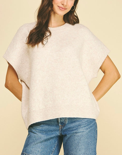 Darla Cap Sleeve Sweater/ Cream