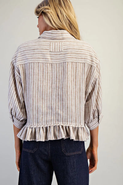 Clara ruffled hem shirt / coco stripe