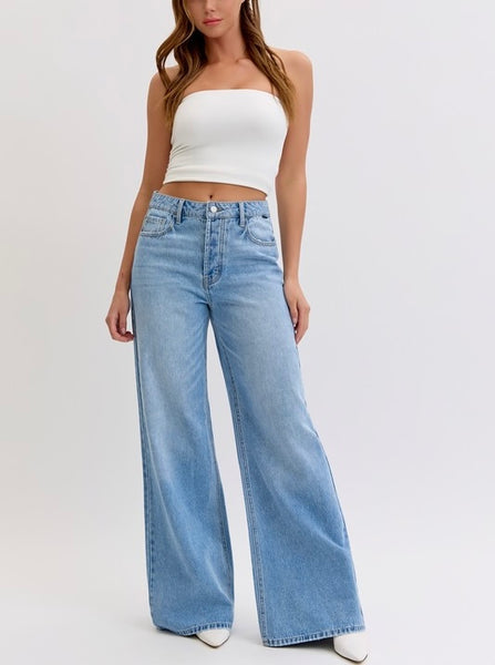 Logan high rise wide leg jean / light wash