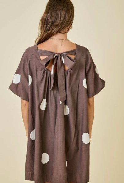 Polka Dot mini dress / brown