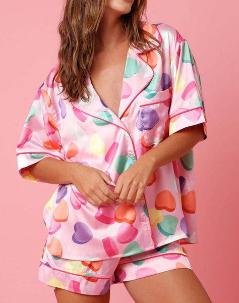 sweetheart satin pj set