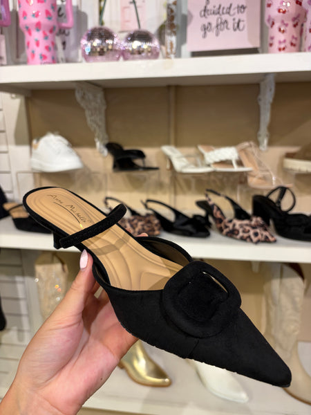 Suede Slingback Kitten Heel / Black