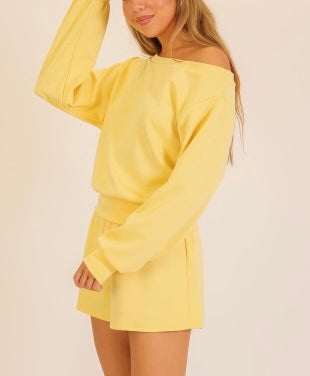 Piper off shoulder short set / butter yellow