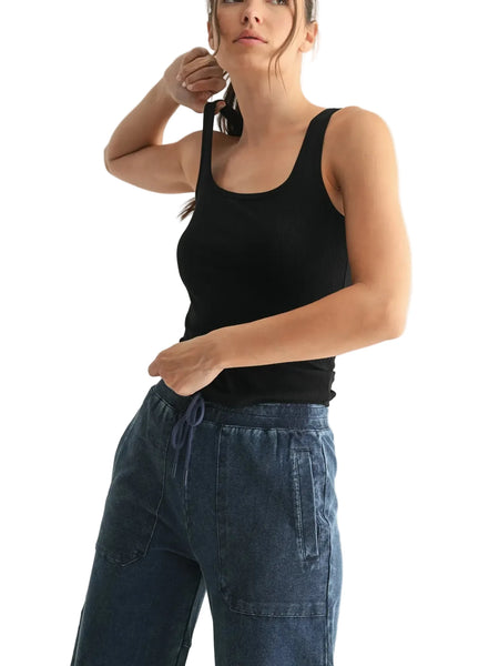 Essential Ribbed Tank / Black