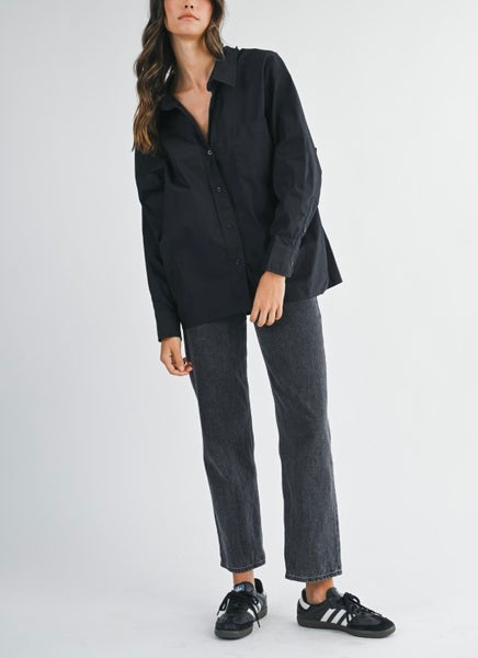 Mable oversized poplin button up / black
