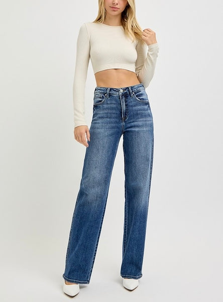 Risen tummy control high rise jean / dark wash