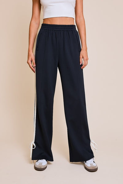 bow detail track pants / navy