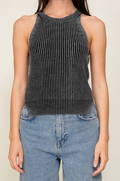 ribbed sweater tank // washed black