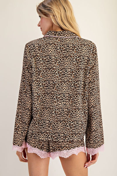 leopard print satin pj set