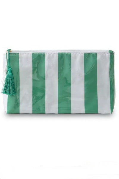 vinyl stripe cosmetic pouch / multi colors available