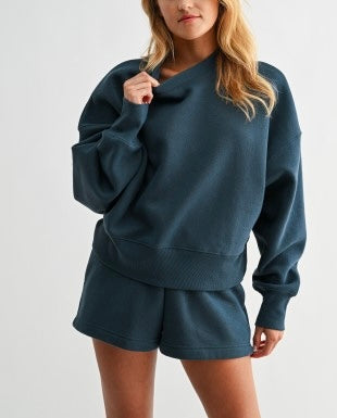 Verona balloon sleeve  sweatshirt / midnight navy
