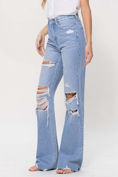 vintage high rise flared jean // light wash