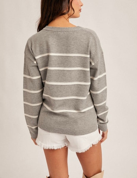 Kira stripe sweater / heather grey(RESTOCK coming soon!)