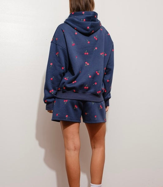 cherry girl hoodie & short set // navy