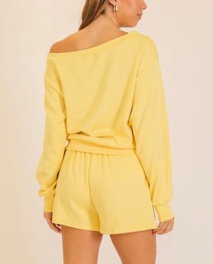 Piper off shoulder short set / butter yellow