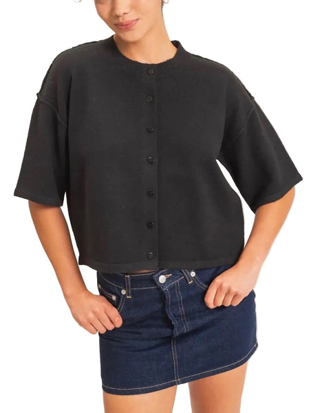 Victoria Short Sleeve Cardigan / Black