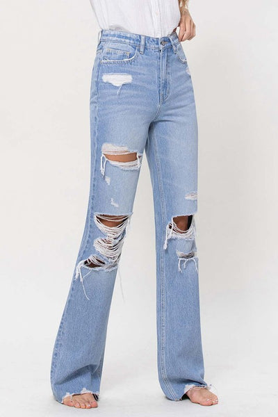 vintage high rise flared jean // light wash