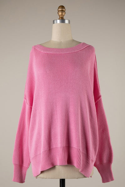 exposed seamed oversized sweater // pink