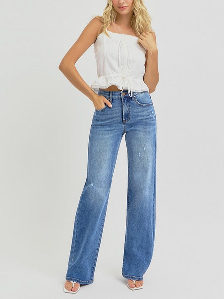 wide leg jean with tummy control