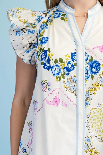 Arisa ruffle sleeve floral dress