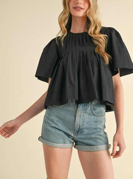 Addi pleated swing top / black