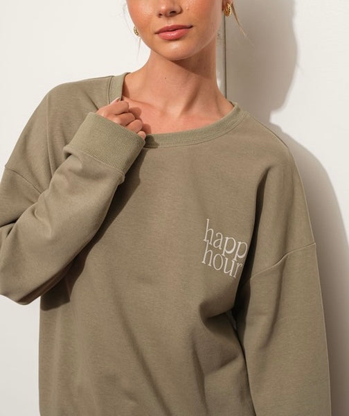 Happy Hour sweatshirt set // olive