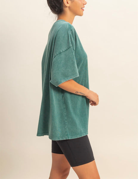 oversized mineral wash tee / teal