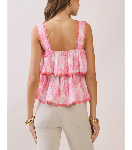 Marley tiered ruffle top / pink
