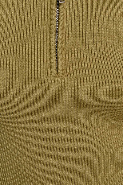 collared 1/4 zip sweater top // moss green