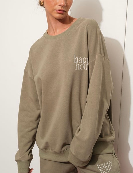 Happy Hour sweatshirt set // olive